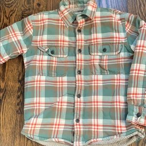 Lands’ End Boys Plaid Fleece Shirt Sweater